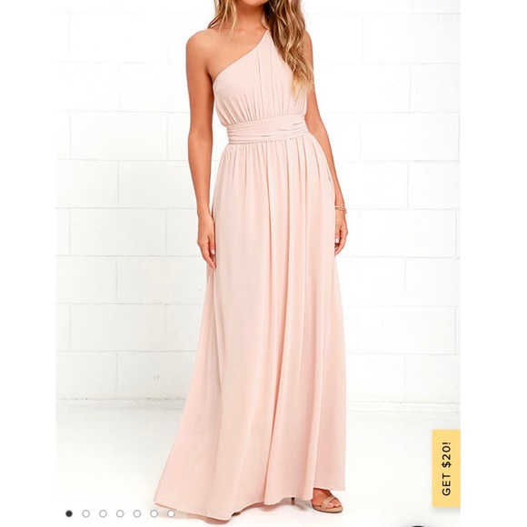 LULU’S Looking Glass Blush Pink One-Shoulder Maxi Dress - Picture 1 of 8
